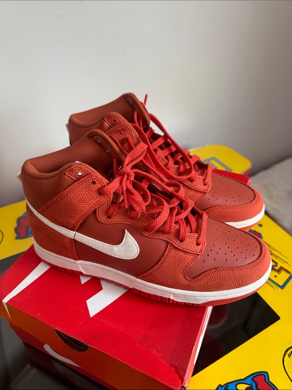Nike Dunk HI retro open men  Orange High-Top Sneakers with White and blackSwoosh